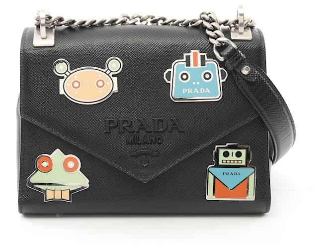 Prada Saffiano Leather Shoulder Bag 1BD127 Black  ref.2174842