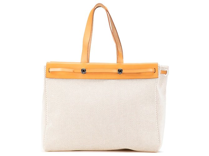 Hermès Bolsa Cabas GM Toile Marrom Herbag Bege
