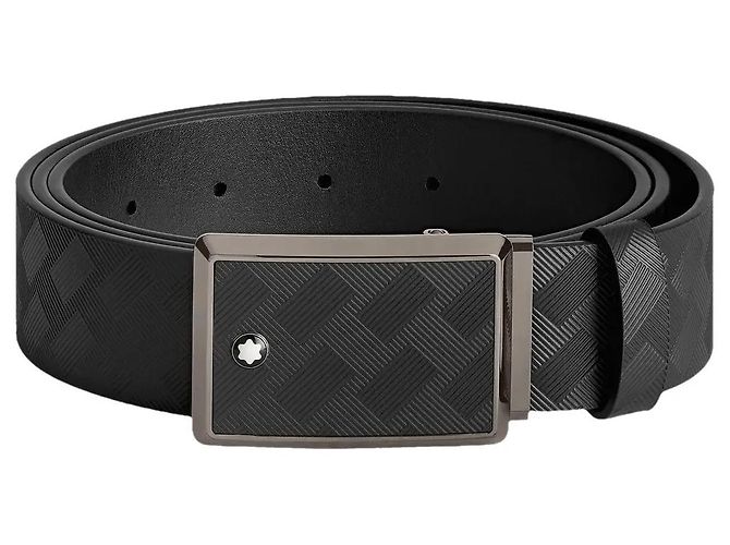 Montblanc cinto de couro preto de 35 mm