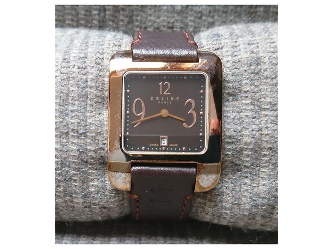 Céline Relógio feminino de quartzo Celine, Swiss Made Dourado Castanho escuro