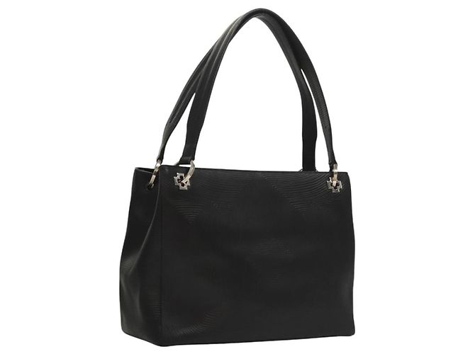 BALLY Bolsa de Ombro de Couro Preto e Ouro Auth BA1473 Dourado