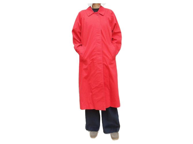 Impermeabile Burberry Rosso in Gabardine di Cotone