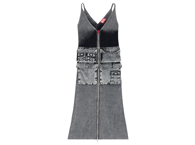 Diesel m-melti Strickmidi Kleid grau