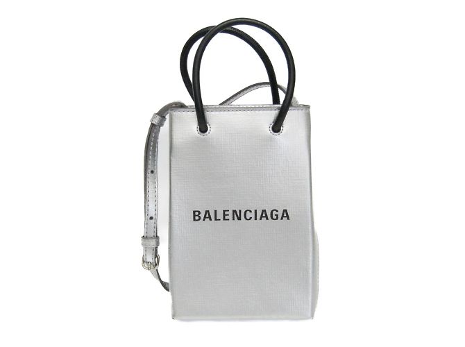 Mini Borsa a Spalla con Supporto per Telefono Balenciaga Argento