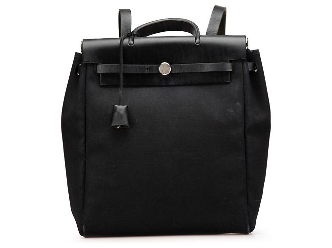 Hermès Schwarzer Toile Herbag GM Rucksack