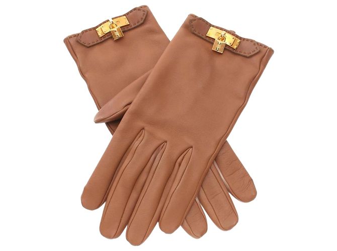 Hermès Luvas de couro Hermes Kelly Marrom