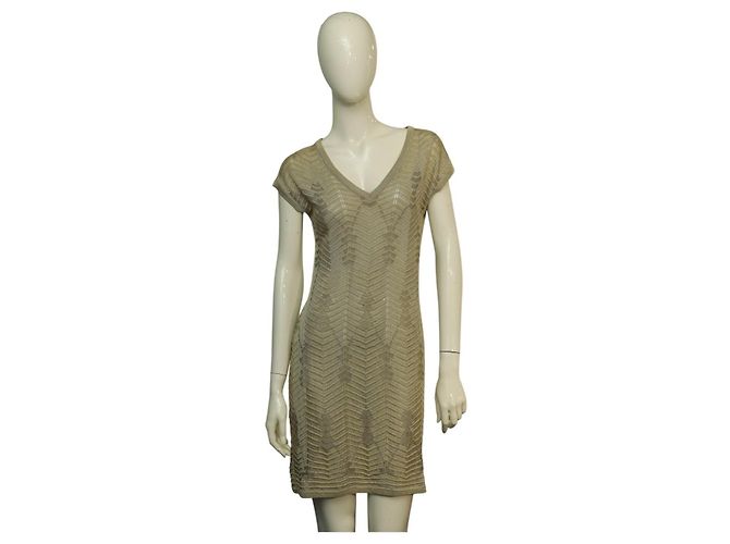 M Missoni Missoni Gold Shiny Strickkleid Mini Golden