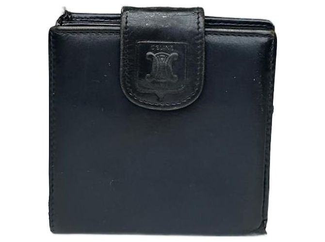 Céline Vintage Celine Paris leather Wallet navy Navy blue