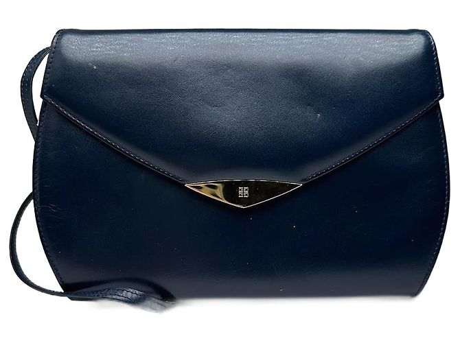 Borsa in pelle vintage Givenchy 4G blu navy