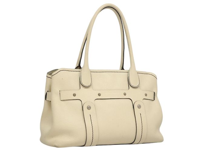 Borsa tote in pelle bianca e argento Salvatore Ferragamo Auth BA1465 Bianco