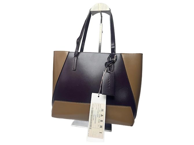 Sac en cuir vintage Marni violet kaki