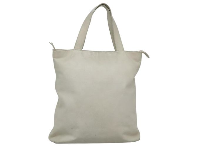 CHANEL COCO Bolsa Tote de Cuero Blanca CC Auth bs24229 Blanco
