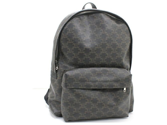 Céline Celine Triomphe Canvas Backpack Brown Black