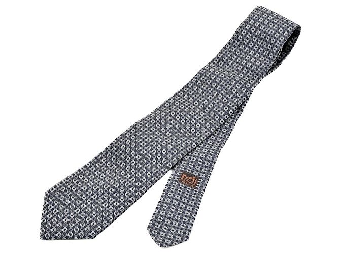 Silk In Hermès Gravata de seda cinza Hermes Marrom