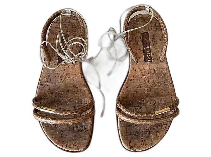Sandali Louis Vuitton in pelle marrone