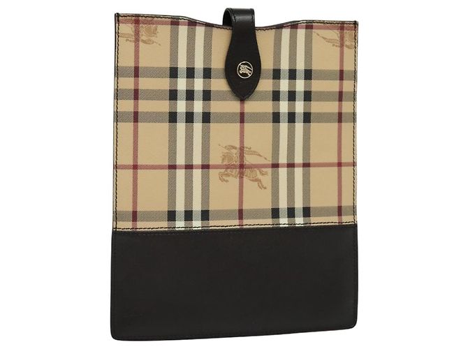 Custodia per iPad Burberry Nova Check PVC Beige Oro Auth 116045 D'oro