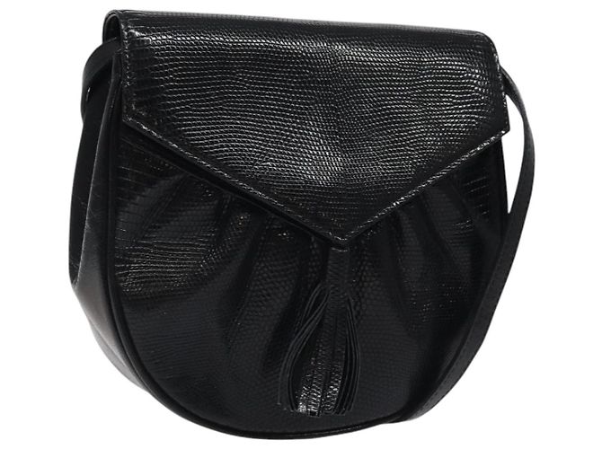 SAINT LAURENT Borsa a Spalla in Pelle Embossed Nera Oro Auth BA1084 Nero D'oro