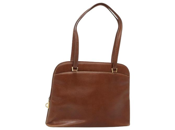 Salvatore Ferragamo Schultertasche aus braunem Leder mit Gold Auth bs24619 Golden