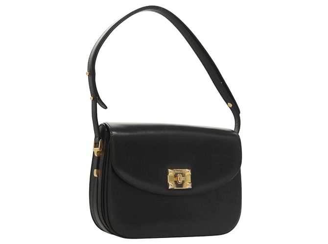 Borsa a Spalla BALLY in Pelle Nera Oro Auth BA1153 Nero D'oro