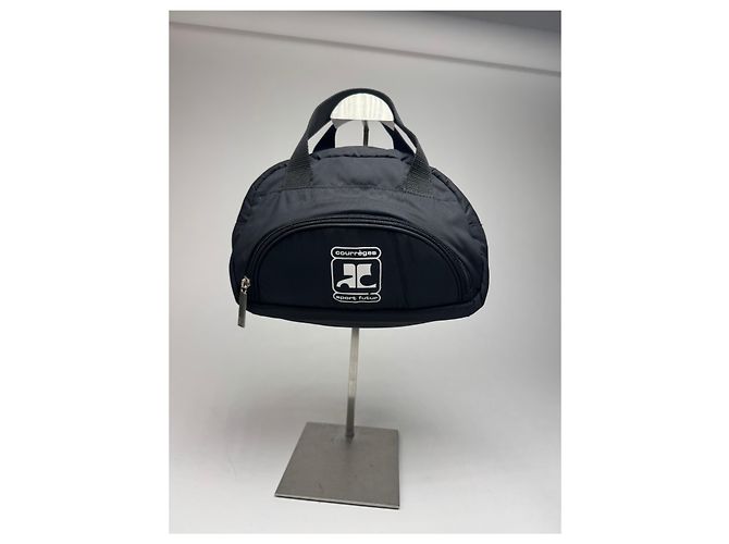 Sac en polyester vintage Courreges noir