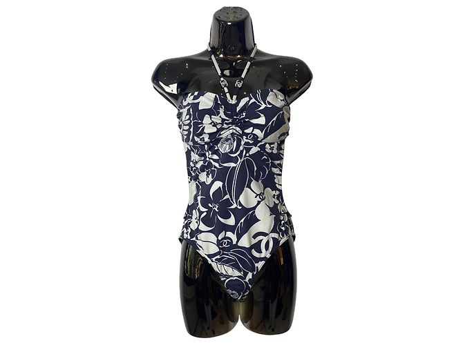Chanel 2021 Coco Beach Badeanzug Schwarz Weiß Einteiler FR 40