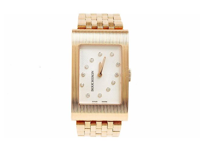 Reloj Boucheron Reflets Gran Modelo Cuarzo Diamantes Oro Amarillo