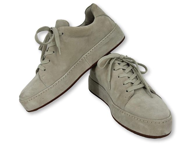 Loro Piana Baskets Nuage en daim gris Beige Marron clair