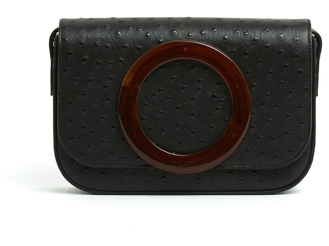 Saint Laurent 2017 Borsa a Spalla in Pelle Nera di Struzzo Eddie Pristine Nero