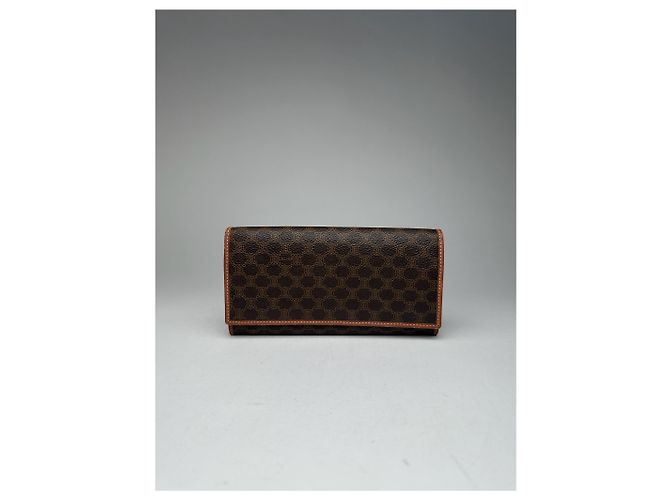 Céline Vintage Celine Paris Leather ID Holder Brown