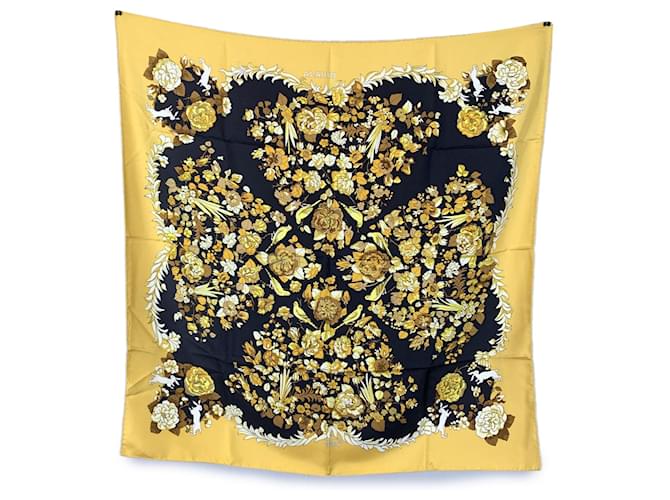Garden Hermès Hermes Vintage Yellow Silk Scarf Aladin 1972 Francoise Heron  ref.2181488