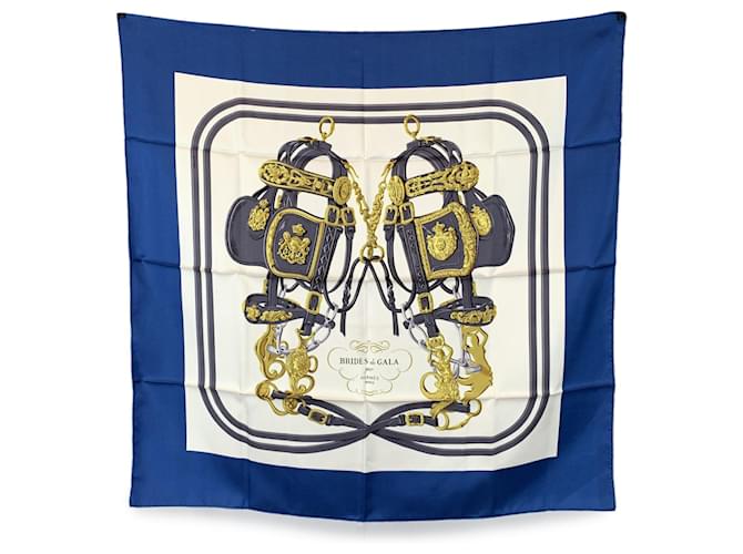 Hermès Hermes Paris Vintage Silk Scarf 1957 Brides de Gala Hugo Grygkar Blue  ref.2181491