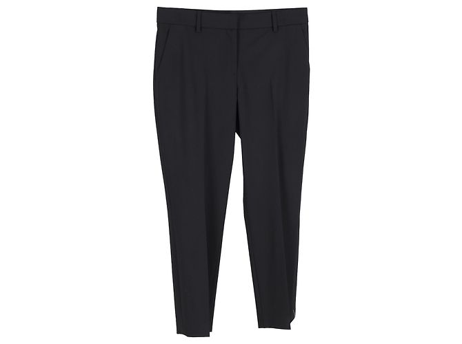 Pantalones rectos de lino negro Theory