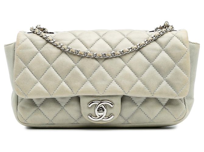 Chanel Gray Medium Quilted Lambskin Coco Rain Flap