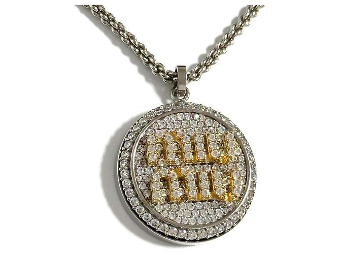 Colar pendente com logo pavé Miu Miu para mulheres