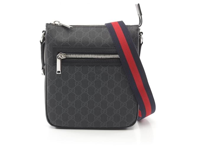 Gucci GG Supreme Small Shoulder Bag Black Leather Cloth Plastic  ref.2182843