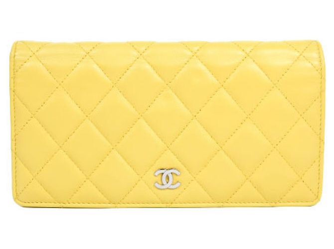 Chanel Timeless Classic Matrasse Long Wallet Yellow