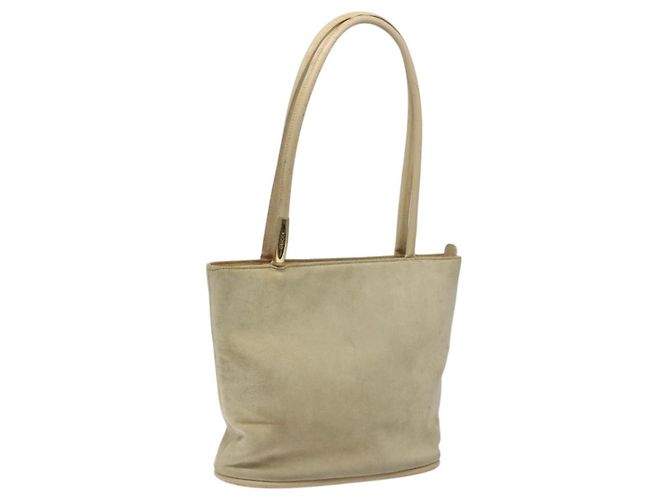 Borsa a Spalla GUCCI Camoscio Beige Oro Auth BA1297 D'oro