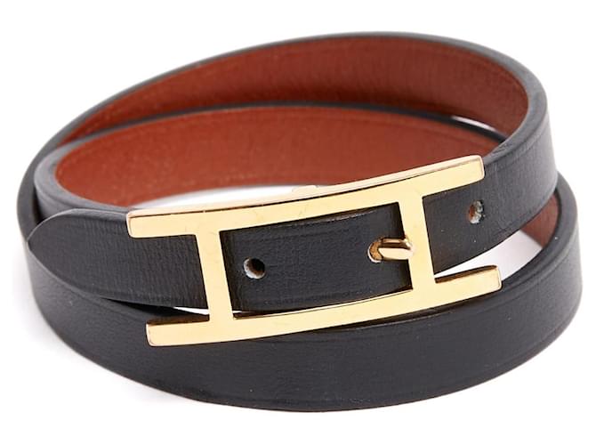 Hermès Behapi Double Tour T1 Black Leather Bracelet XS Hermes 