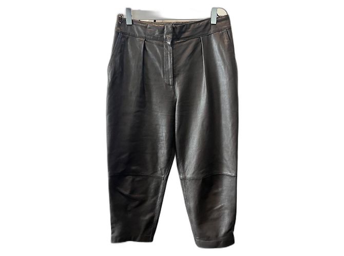 Pantalones de cuero Hallhuber Rojo Oscuro Burdeos