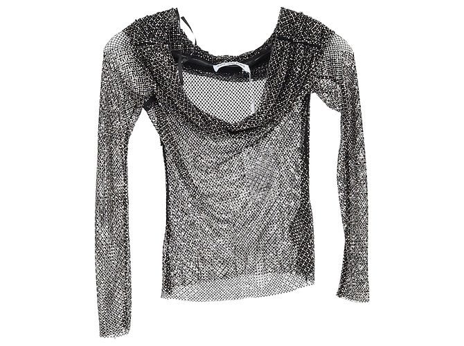 Self portrait  Self-Portrait Fishnet Off-Shoulder Top in Black Polyester