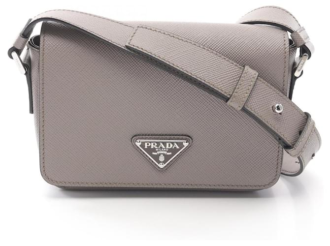 Prada Saffiano Shoulder Bag 2VD065 Grey Leather  ref.2184581