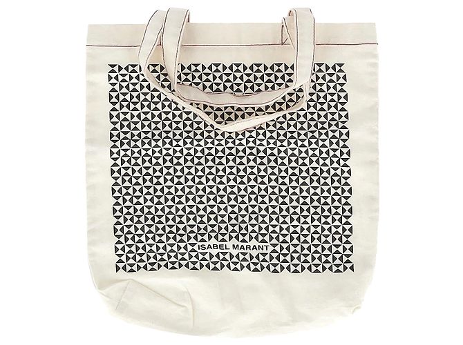 Bolsa de lona impressa Isabel Marant em algodão branco