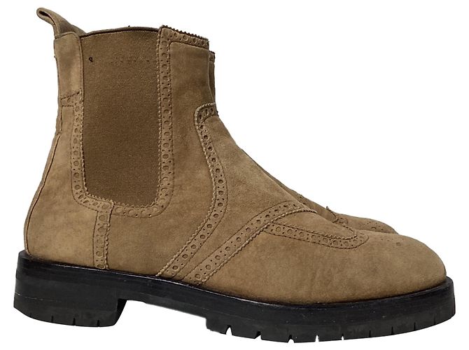 Bottines Hermès Findlay en daim marron Rouge