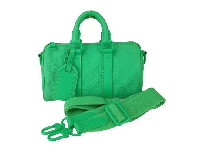 Keepall Bolso de mano de cuero Taurillon verde Louis Vuitton