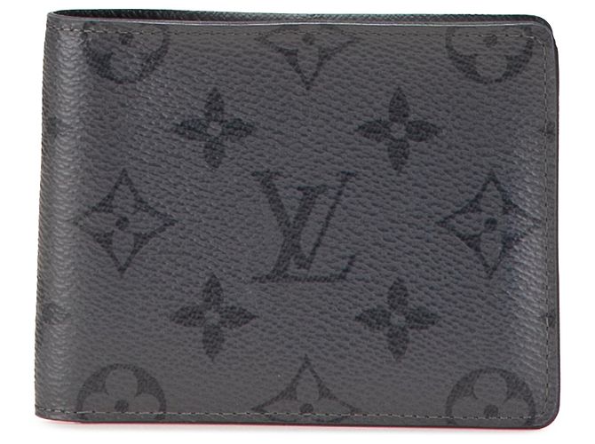 Louis Vuitton Gray Monogram Eclipse Reverse Slender Wallet Brown Dark grey