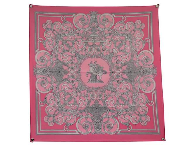 Hermès FOULARD HERMES LES TUILERIES JOACHIM METZ CARRE 90 EN SOIE ROSE SILK SCARF  ref.2185766