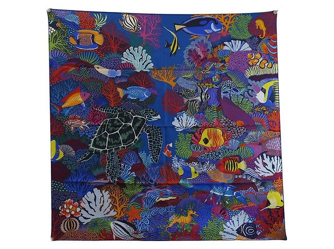 Hermès NOVO LENÇO HERMES SOB AS ONDAS ALICE SHIRLEY 90 SEDA Multicor