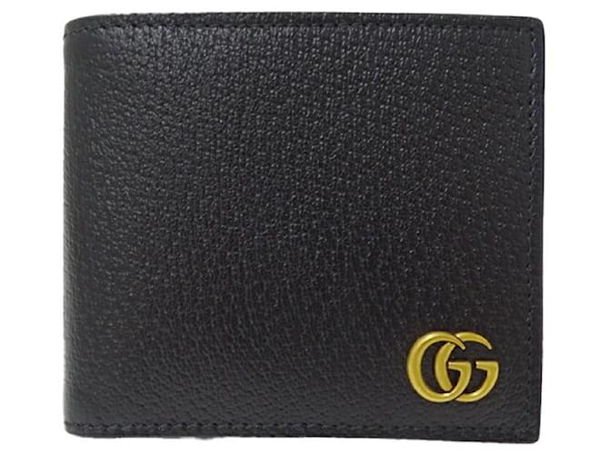 Gucci Men's GG Marmont Leather Wallet Black Pony-style calfskin  ref.2185900