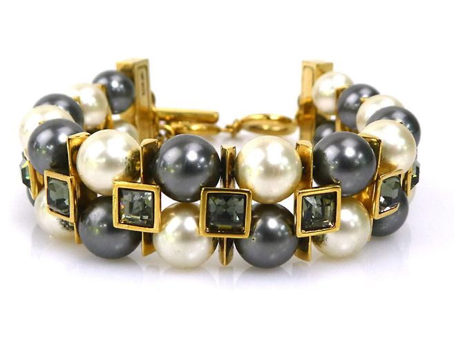 Bracciale charm Louis Vuitton Marrone D'oro Bianco sporco