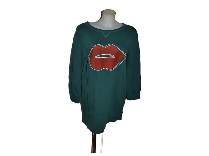 Vicolo Maxi Sweatshirt Kleid Baumwolle Rot Grün